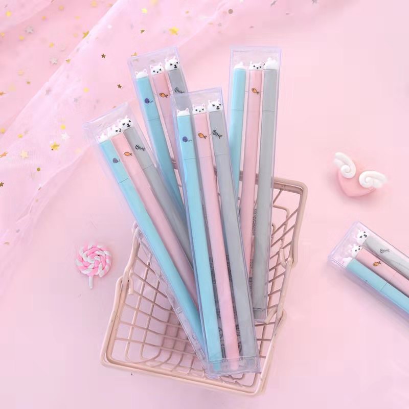 3 Adorable Cat Gel Pens 0.5mm – Miu Stationery & Gifts
