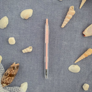 5 pastel pink pen with transparent case
